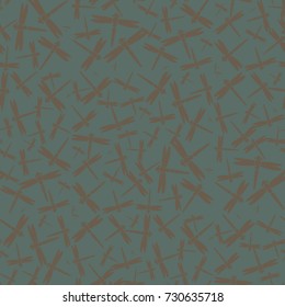 Decorative colored seamless pattern with cute dragonfly. Vintage background with many dragonflies silhouettes for your design.
