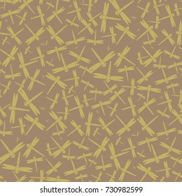 Decorative colored seamless pattern with cute dragonfly. Vintage background with many dragonflies silhouettes for your design.