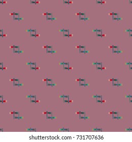 Decorative colored seamless pattern with cute dragonfly. Vintage background with many dragonflies silhouettes for your design.