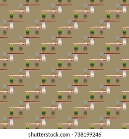 Decorative colored seamless pattern with cute dragonfly. Vintage background with many dragonflies silhouettes for your design.