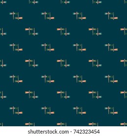 Decorative colored seamless pattern with cute dragonfly. Vintage background with many dragonflies silhouettes for your design.