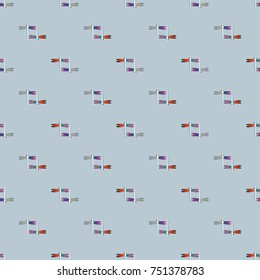 Decorative colored seamless pattern with cute dragonfly. Vintage background with many dragonflies silhouettes for your design.