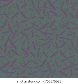 Decorative colored seamless pattern with cute dragonfly. Vintage background with many dragonflies silhouettes for your design.