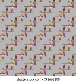 Decorative colored seamless pattern with cute dragonfly. Vintage background with many dragonflies silhouettes for your design.