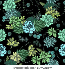 Decorative colored seamless with succulents