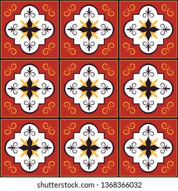 Decorative colored tiles. Seamless pattern, background. Vector illustration.