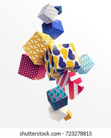 Decorative colorful 3D cubes 