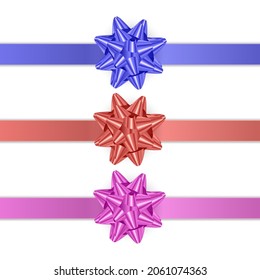 Decorative colorful bow on white background. Christmas and New Year holiday decoration