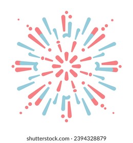 Decorative colorful bursting fireworks isolated. minimal style. New Year's Eve fireworks. Festive sparks and explosions. Vector illustration.