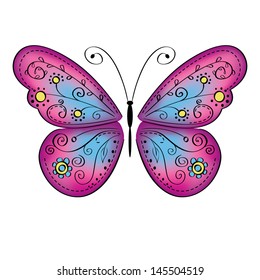 decorative colorful butterfly  isolated on white background. Vector illustration