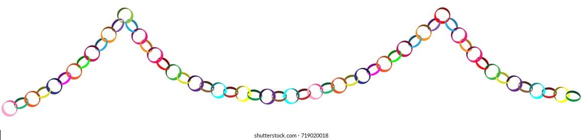 Decorative Colorful Christmas Paper Chain Vector Illustration Isolated On White Background