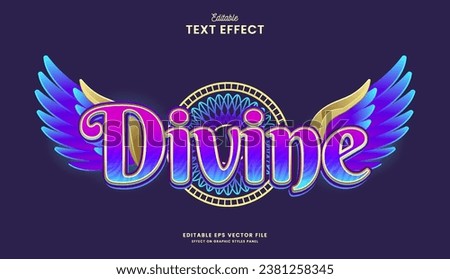 decorative colorful divine wings editable text effect vector design