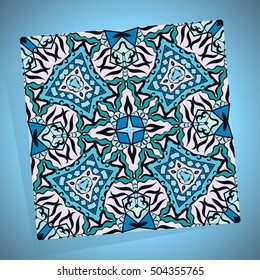 Decorative colorful doodle seamless pattern on a blurred background. Geometric floral repeating texture. Hand drawn fantasy abstract background with tribal ethnic ornament