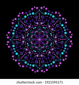 Decorative colorful dot mandala, design element. Can be used for cards, invitations, banners, posters, print design. Mandala background