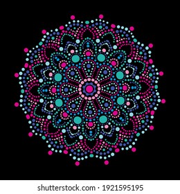 Decorative colorful dot mandala, design element. Can be used for cards, invitations, banners, posters, print design. Mandala background