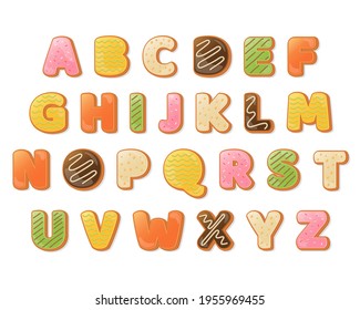 decorative colorful doughnut Font and Alphabet