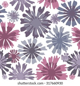Decorative colorful floral background with flowers - seamless pattern on transparent background