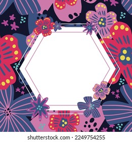 Decorative colorful floral frame design vector, template for invitation, card