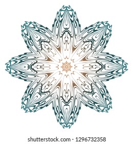 Decorative Colorful Floral Ornament With Decorative Border. Ethnic Mandala Decoration. Vector illustatration. Brown, turquise color. Indian, Moroccan, Mystic, Ottoman Motifs