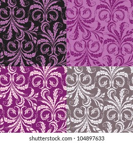 Decorative colorful floral seamless pattern with plants and leaves