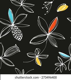 Decorative colorful floral seamless pattern. Vector summer background with cute flowers