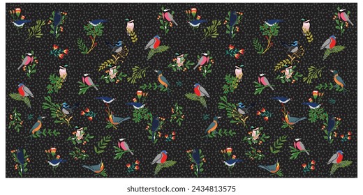 Decorative colorful flower ornament background, symmetric pattern with beautiful flowers. Tribal ethnic mandala. Bandana shawl, hijab, tablecloth fabric print.