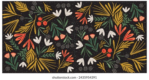 Decorative colorful flower ornament background with hand drawn line art placement. symmetric pattern with beautiful flowers. Tribal ethnic mandala. Bandana shawl, hijab, tablecloth fabric print
