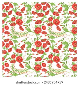 Decorative colorful flower ornament background with hand drawn line art placement. symmetric pattern with beautiful flowers. Tribal ethnic mandala. Bandana shawl, hijab, tablecloth fabric print