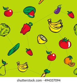Decorative colorful fruit seamless background vector pattern