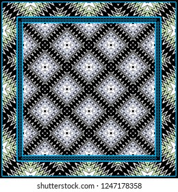Decorative Colorful Geometric Ornament. , Symmetric Pattern With Lace Frame. Vector Illustration.
