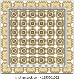 Decorative Colorful Geometric Ornament. , Symmetric Pattern With Lace Frame. Vector Illustration.