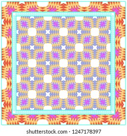 Decorative Colorful Geometric Pattern. Line Art, Lace Background. Vector Illustration