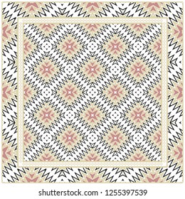 Decorative Colorful Geometric Pattern. Line Art, Lace Background. Vector Illustration