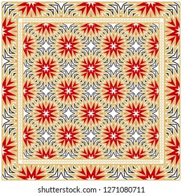 Decorative Colorful Geometric Pattern. Line Art, Lace Background. Vector Illustration
