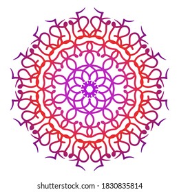 Decorative colorful gradient mandala with floral elements isolated on white background. Indian design element decorative vector for festive season.