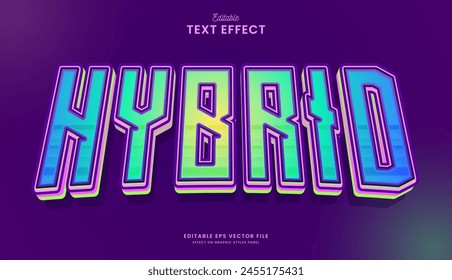 diseño de Vector de efecto de texto editable de neón híbrido colorido decorativo