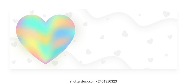 decorative colorful love heart white banner for valentines day celebration vector