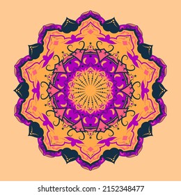 decorative colorful mandala illustration with floral shape, islamic mandala