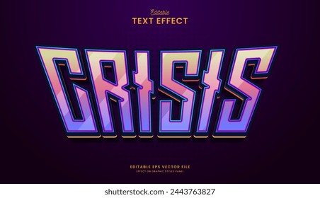 decorative colorful colorful neon crisis editable text effect vector design