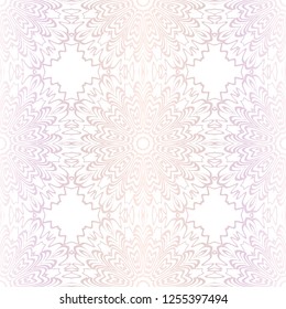 Decorative Colorful Ornament With Round Mandala Decoration. Symmetric Seamless Pattern . For Print Bandanna, Shawl, Tablecloth, Fabric Fashion, Scarf, Design.