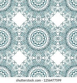 Decorative colorful ornament with round mandala decoration. symmetric seamless pattern . For print Bandanna, shawl, tablecloth, fabric fashion, scarf, design.