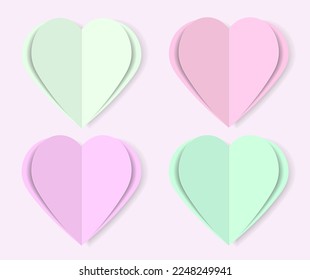 Decorative colorful paper hearts for birthday ,valentines day,wedding.Set of 3d Paper heart for Valentines day.