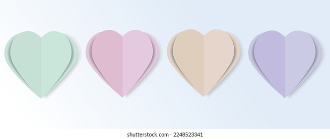 Decorative colorful paper hearts for birthday ,valentines day,wedding.Set of 3d Paper heart for Valentines day.