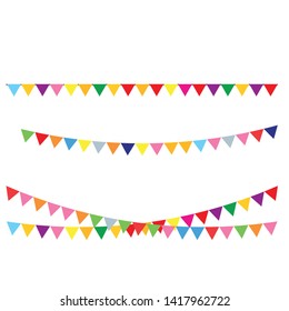 Decorative colorful party pennants for birthday celebration, festival and fair decoration.  Birthday party invitation banners.