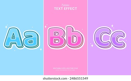 decorative colorful pastel editable text effect vector design