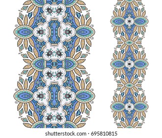 Decorative colorful seamless borders set. Tribal ethnic arabic, indian, turkish frame ornament. Isolated design elements for invitation cards, fabric or paper print. Colorful fashion collection