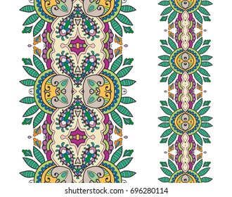 Decorative colorful seamless borders set. Tribal ethnic arabic, indian, turkish frame ornament. Isolated design elements for invitation cards, fabric or paper print. Colorful fashion collection