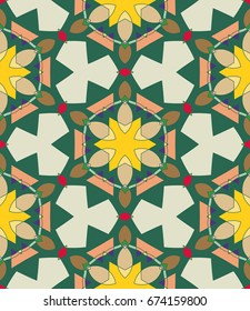Decorative colorful seamless pattern, abstract geometric ornament. Tribal ethnic arabic, indian, turkish seamless background. Graphic design for fabric or paper print, endless repeating texture