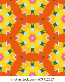 Decorative colorful seamless pattern, abstract geometric ornament. Tribal ethnic arabic, indian, turkish seamless background. Graphic design for fabric or paper print, endless repeating texture