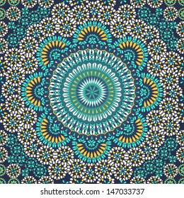 Decorative colorful seamless pattern in mosaic ethnic style. Vector background illustration